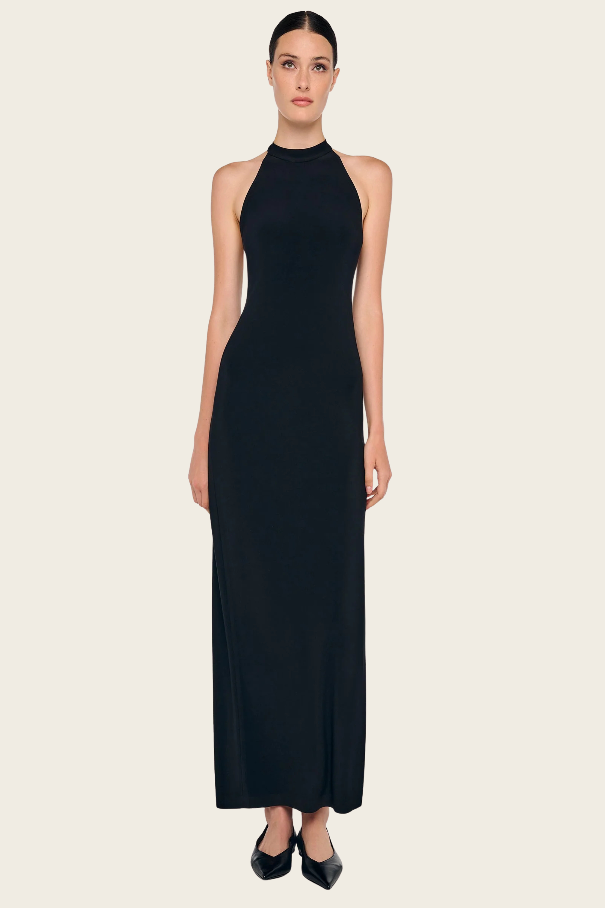 Norma Kamali Halter Long Dress w/ Side Slit Norma Kamali Halter Long Dress w/ Side Slit
