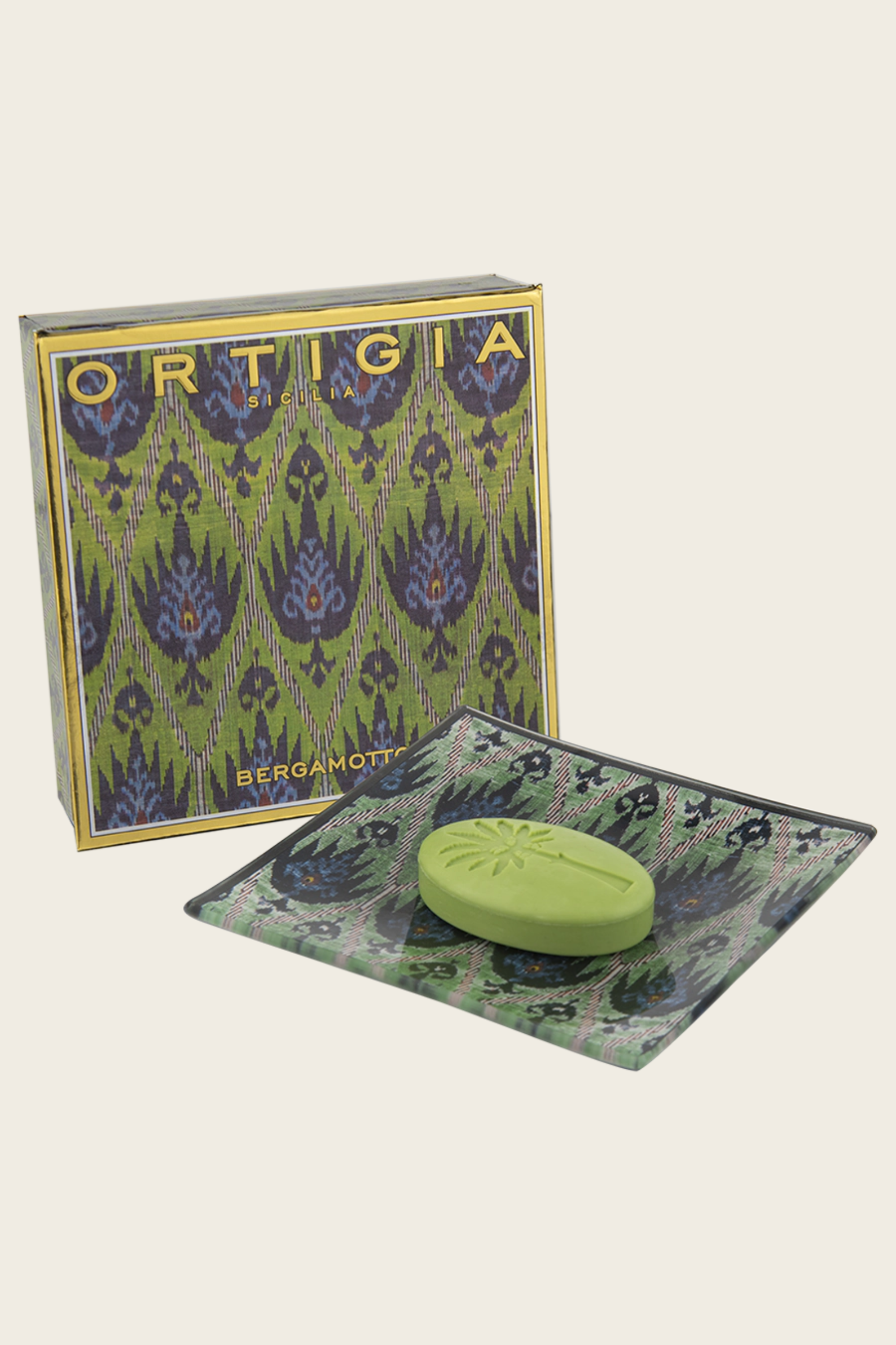 Conjunto Prato de Vidro &amp; Sabonete Bergamotto - Ortigia Sicilia