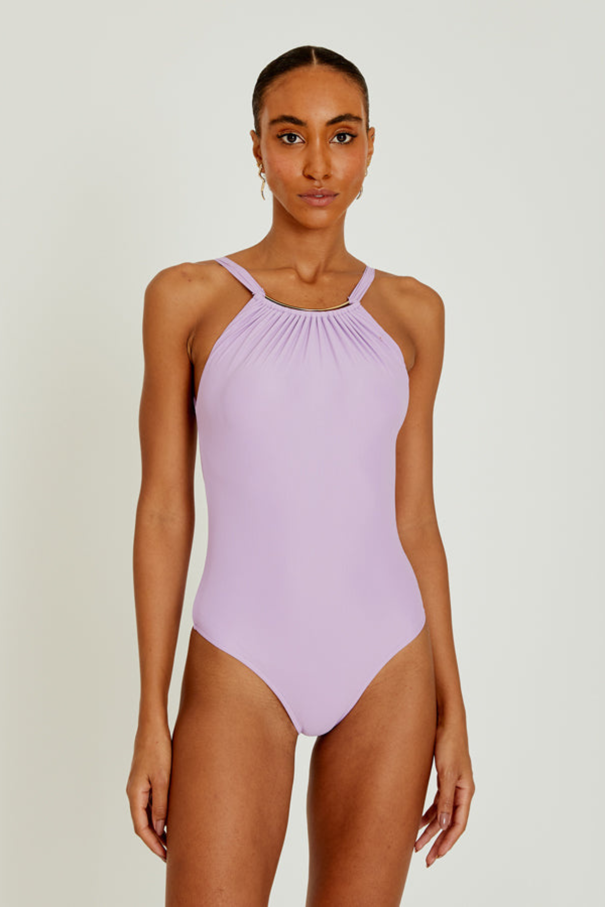 High-Neck Pleated Swimsuit - Lenny Niemeyer