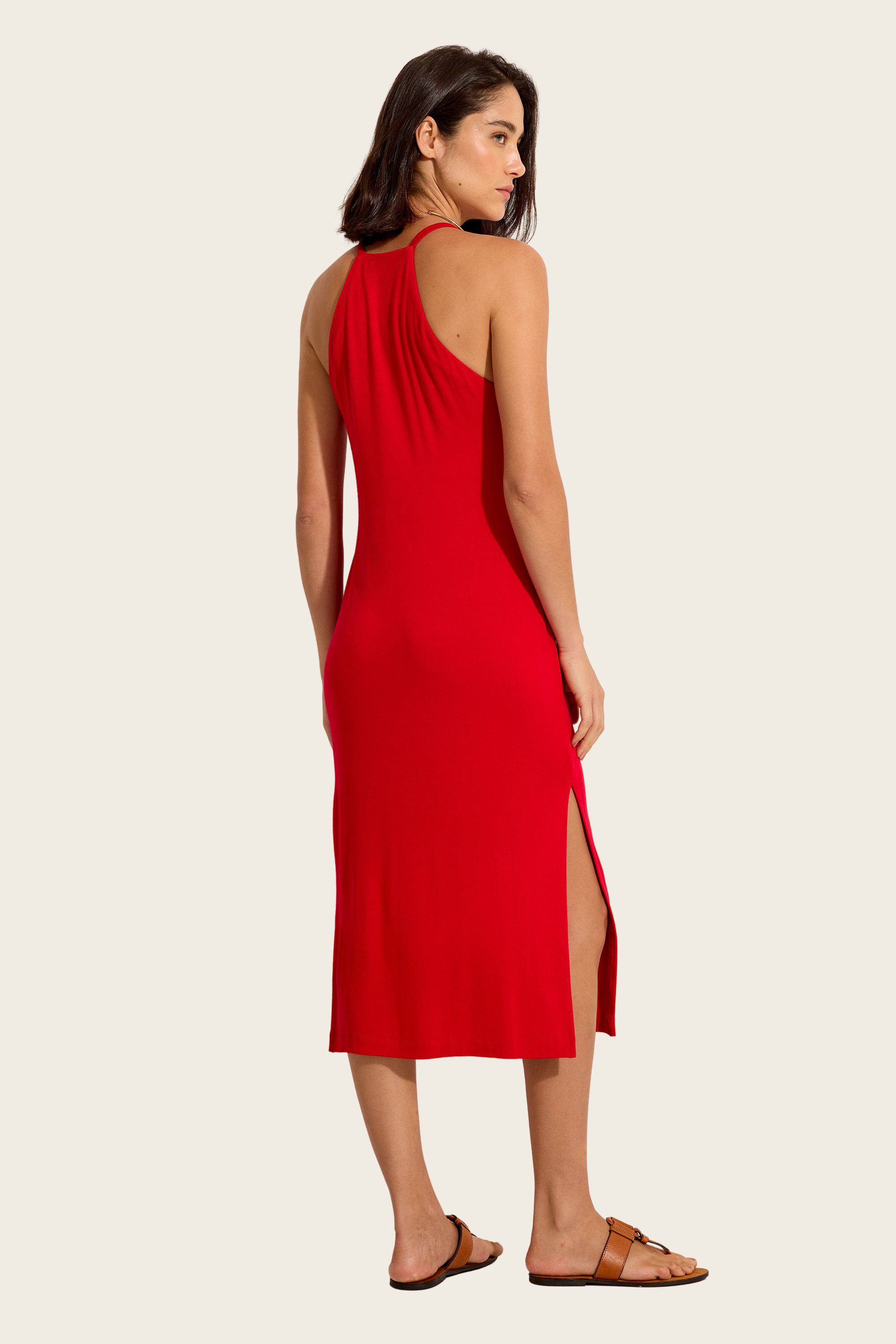 Vestido vermelho com decote halter - Lenny Niemeyer