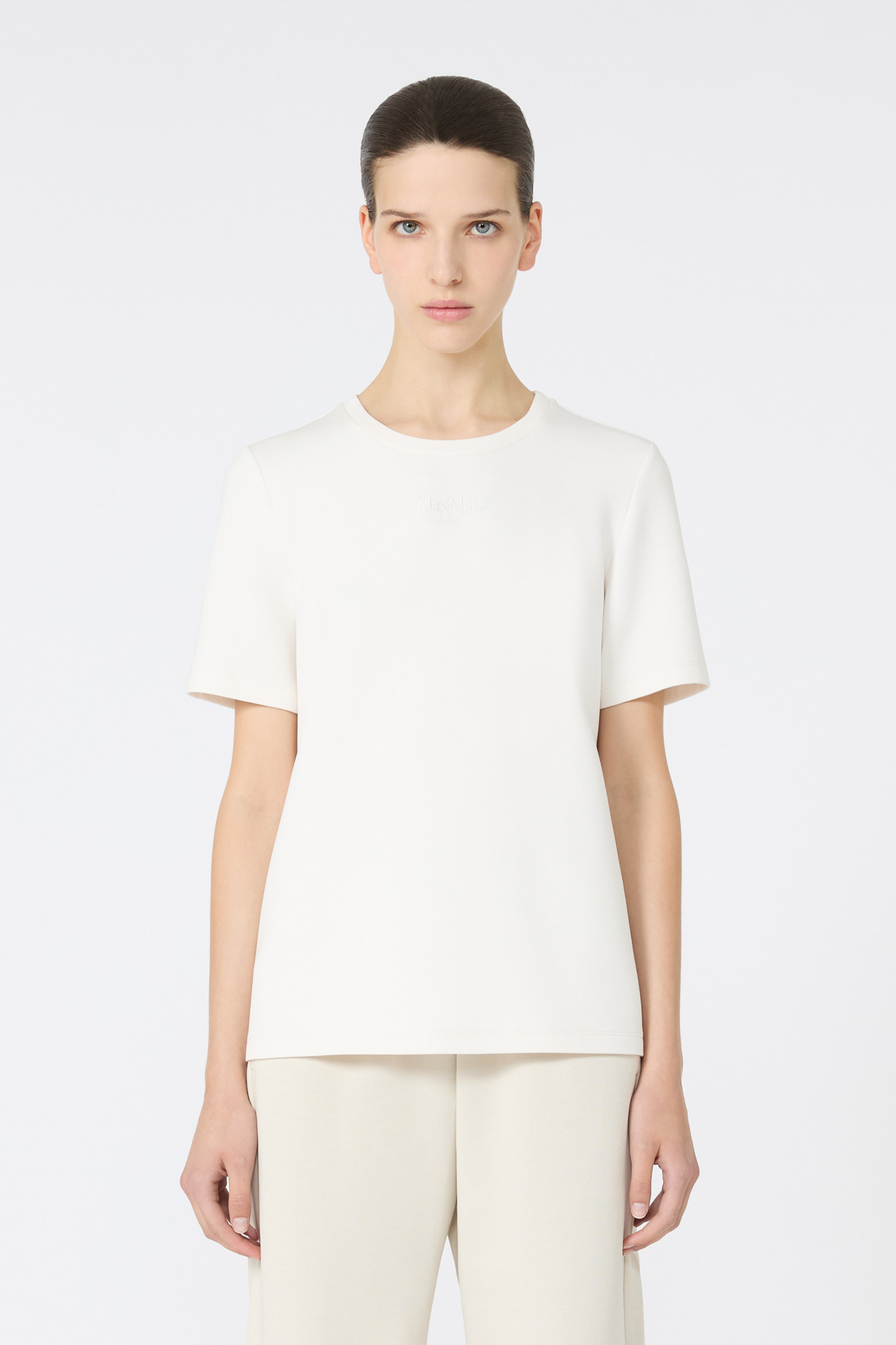 Tubo Scuba Jersey T-shirt, Material: 78% Cotton, 16% Polyester, 6% Elastane, Colour: White, Fit: Straight fit, New Arrivals, FW25, Espace Cannelle