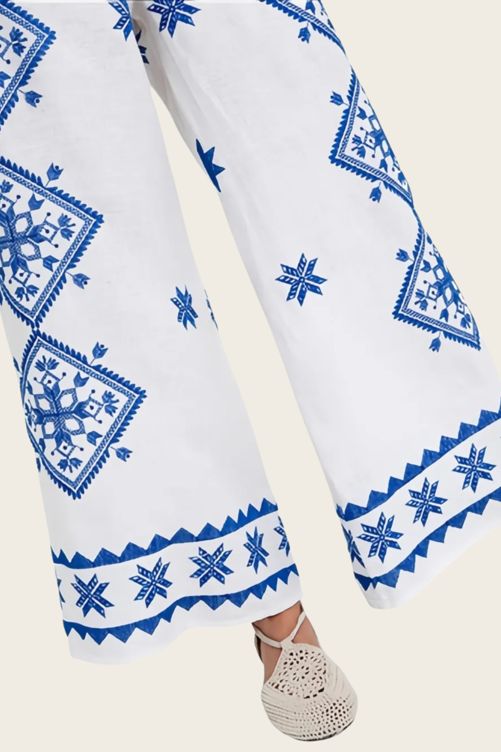 Printed Trousers - Greek Archaic Kori - ESPACE CANNELLE - New Arrivals