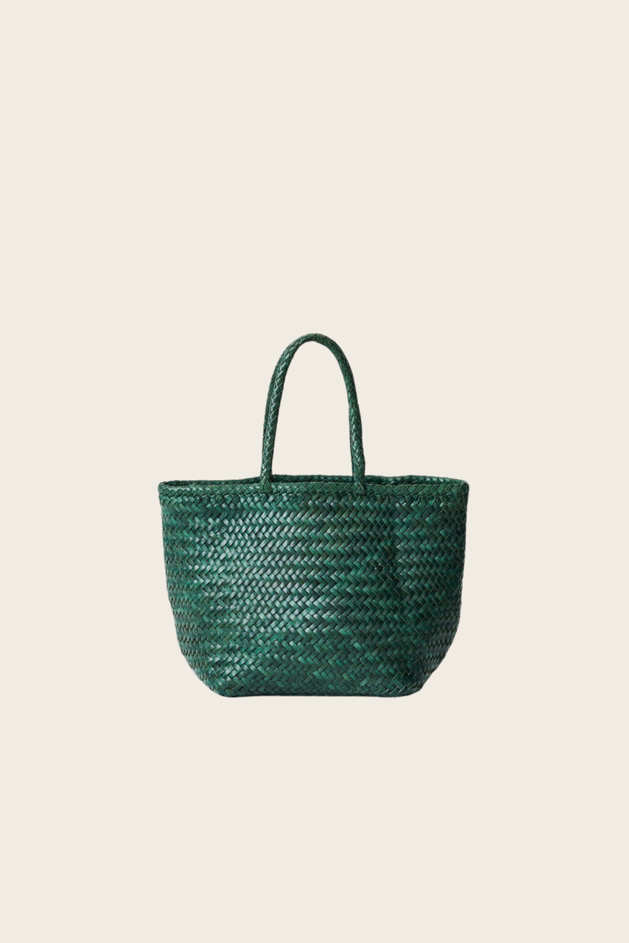 Small Grace Basket Forest, Composition: Handwoven buffalo calf leather, Colour: Forest Green, New Arrivals, SS25, Espace Cannelle