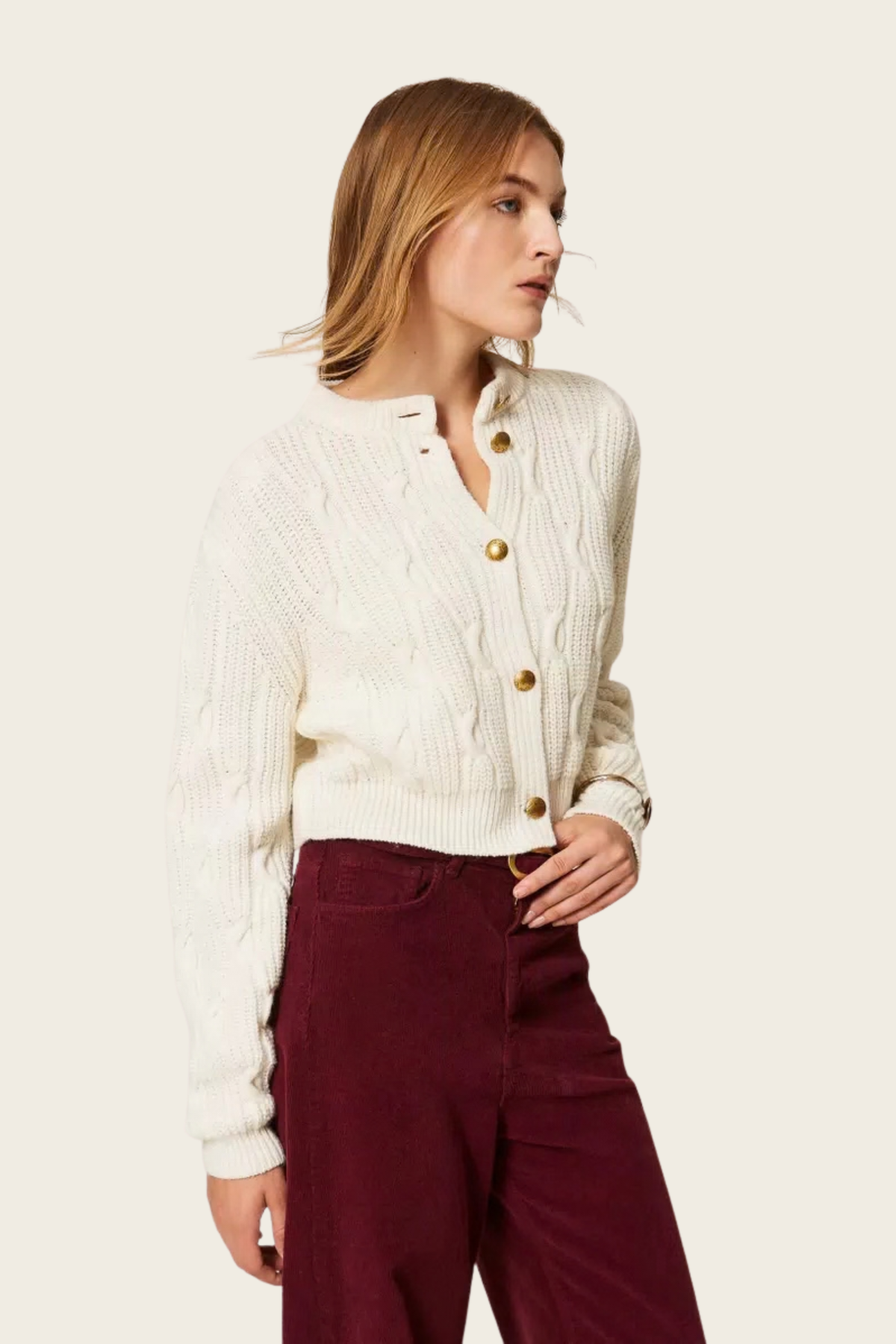 Cropped Wool Cardigan - Twinset