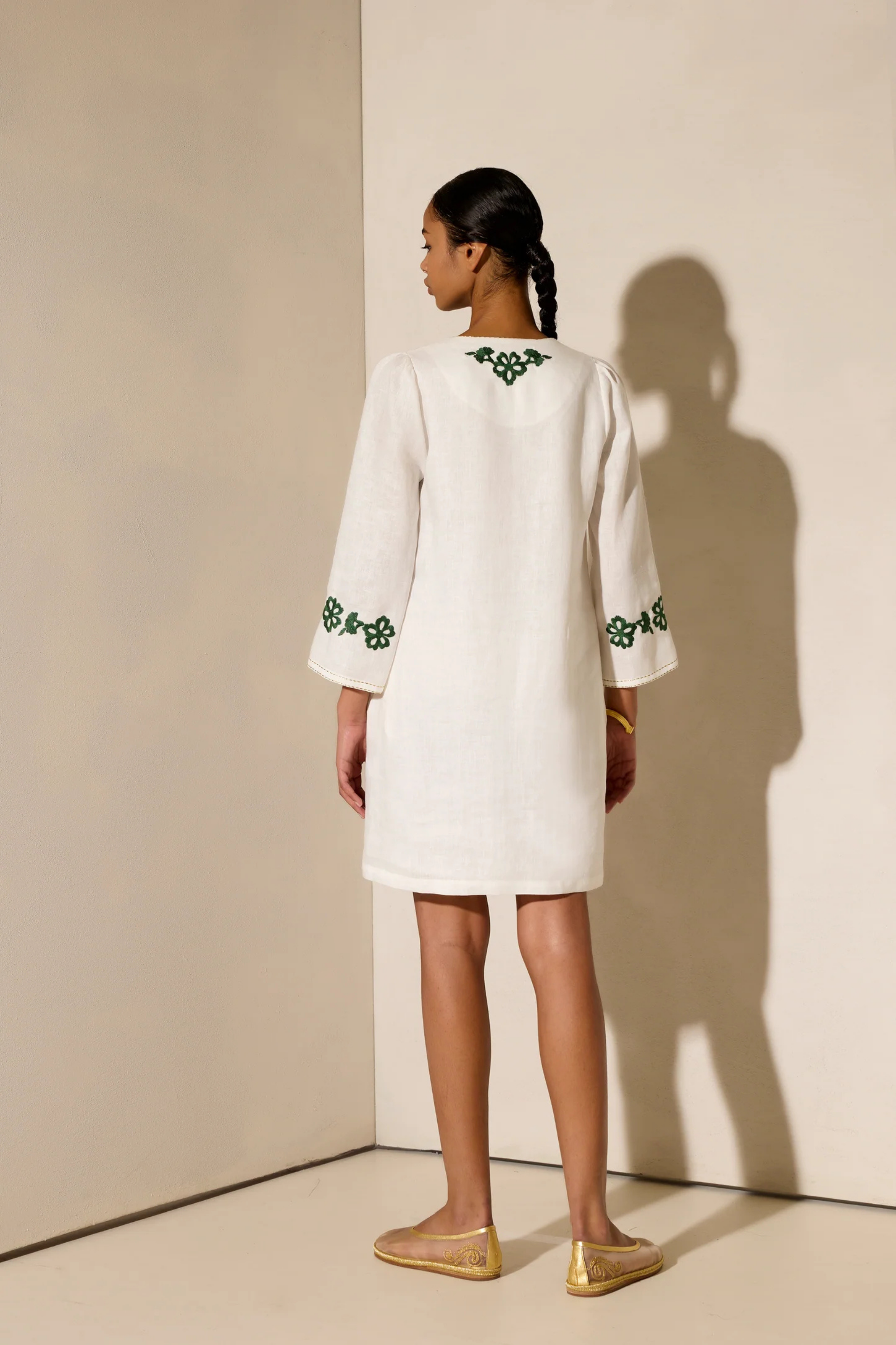Kalimera Embroidered Linen Dress - Ancient Kallos