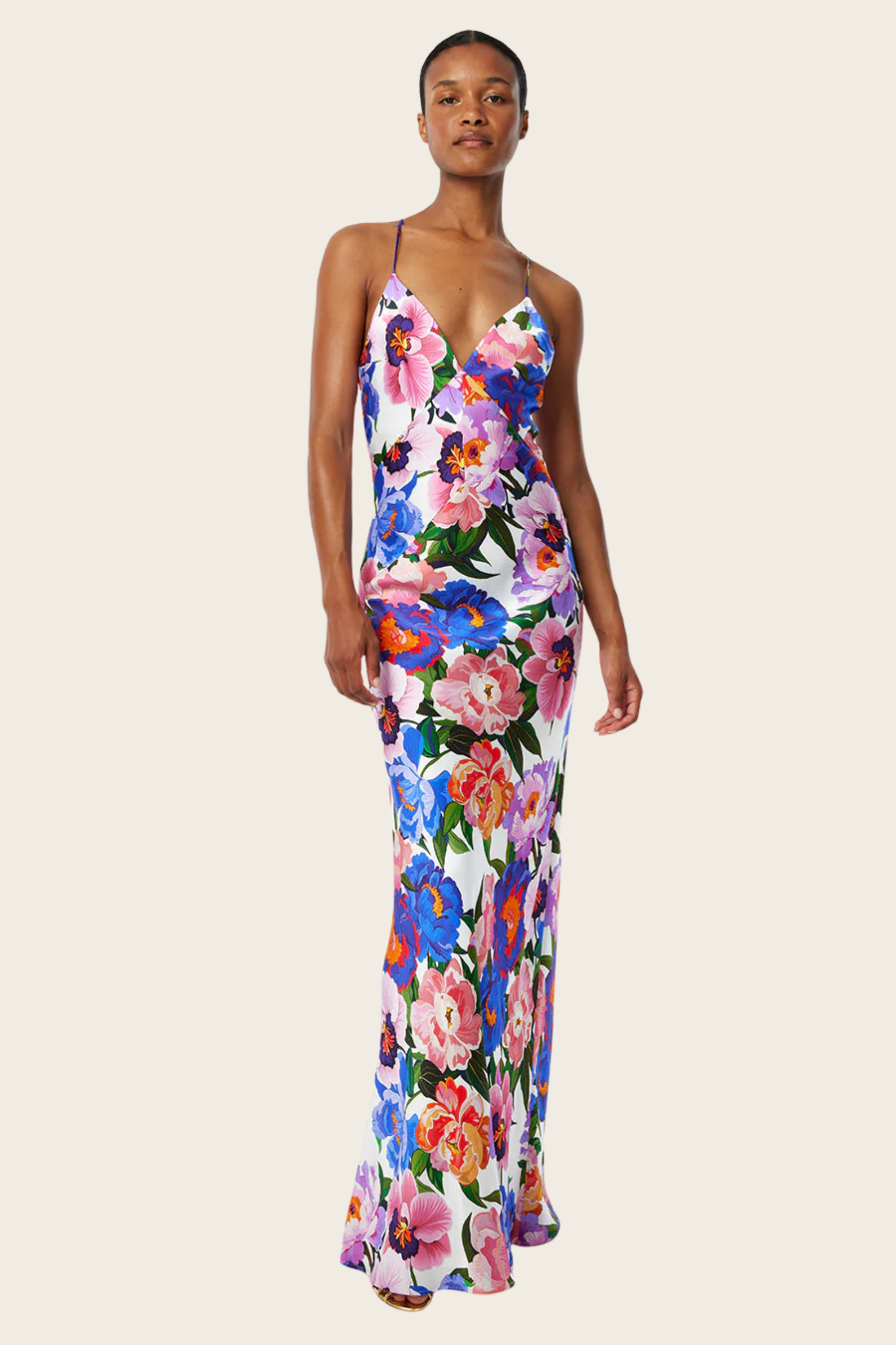 Olive Satin Maxi Dress - Borgo de Nor