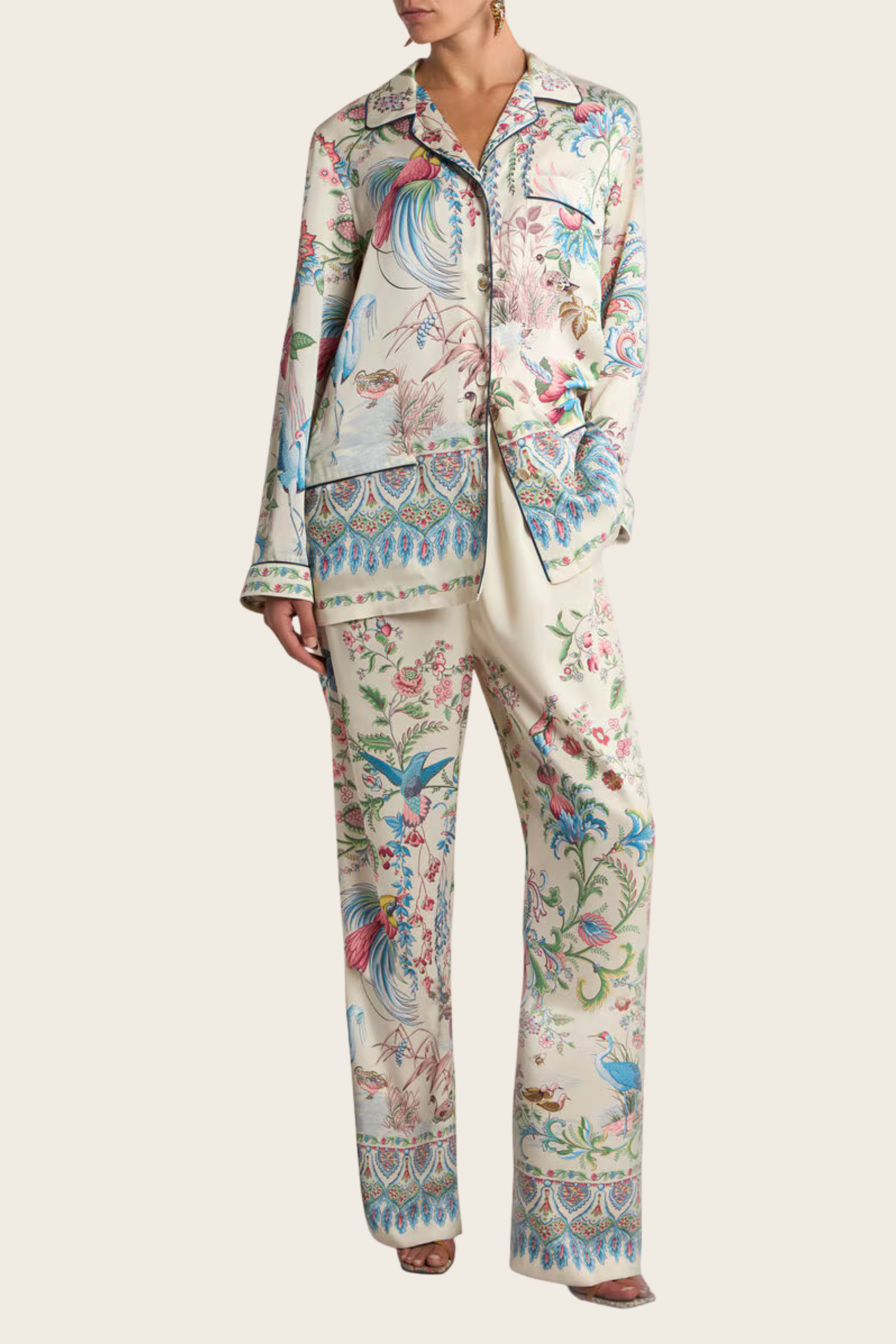Twill Shirt with Placed Flora and Fauna Print - Etro