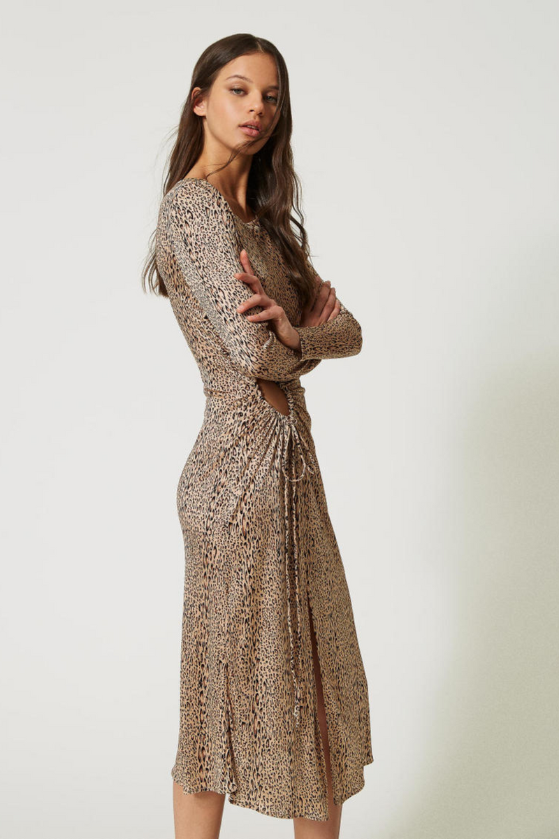 Midi Dress with Animal Print - Twinset (xzx)FEITO