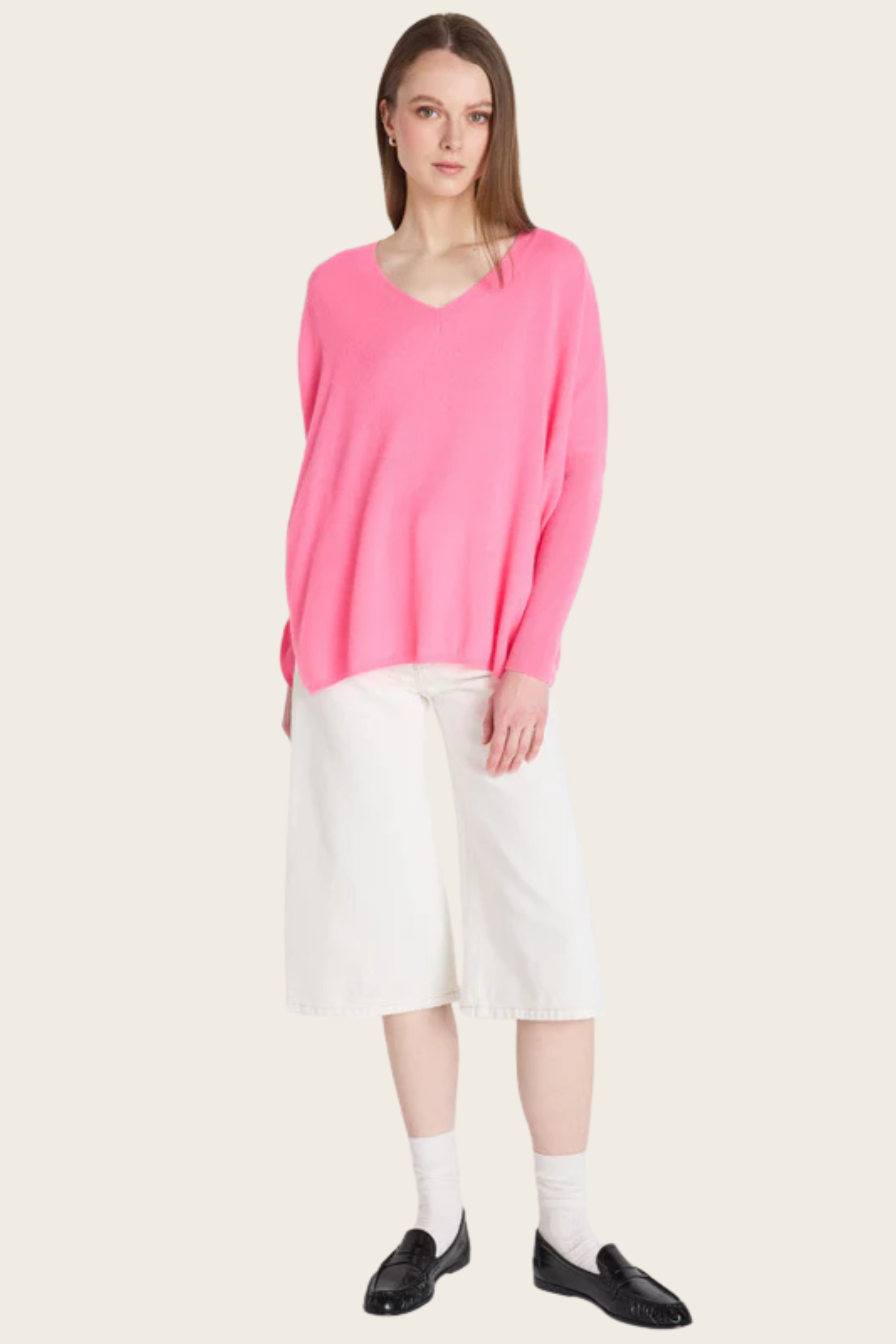 Camille V-neck cashmere poncho - Absolut Cashmere