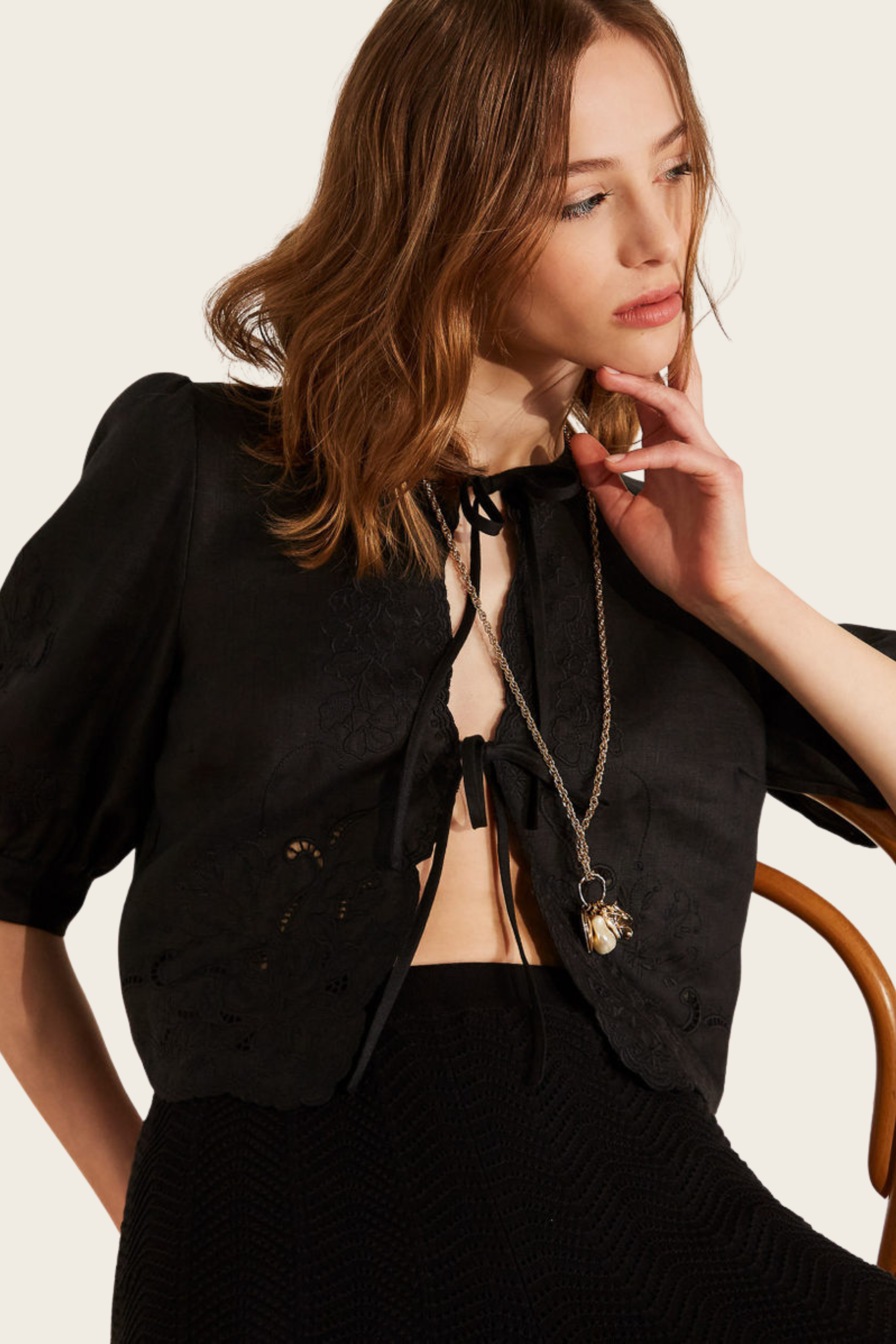 Linen and Broderie Anglaise Shirt - Twinset