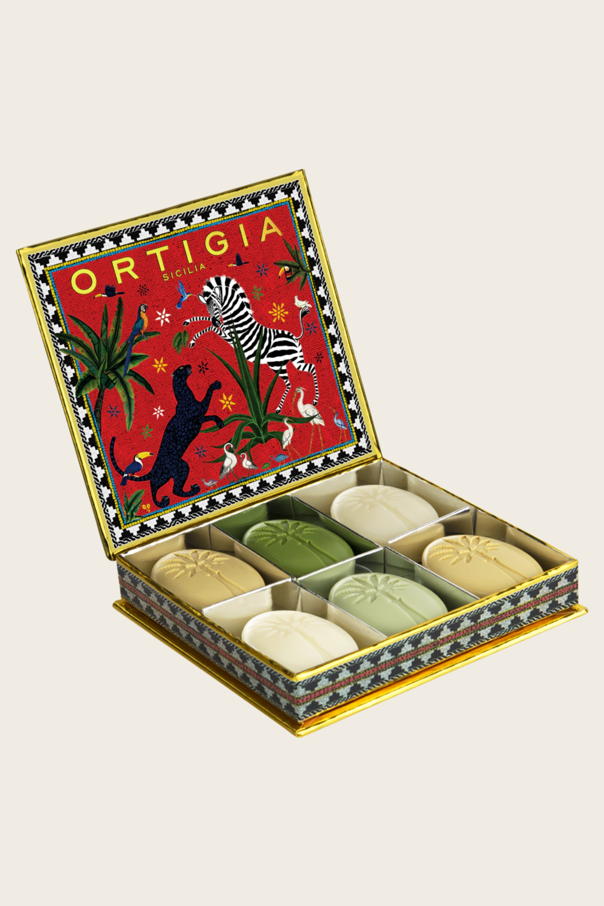 Conjunto de Sabonetes de Azeite Sortidos Jungle Red X 6 – Ortigia Sicilia