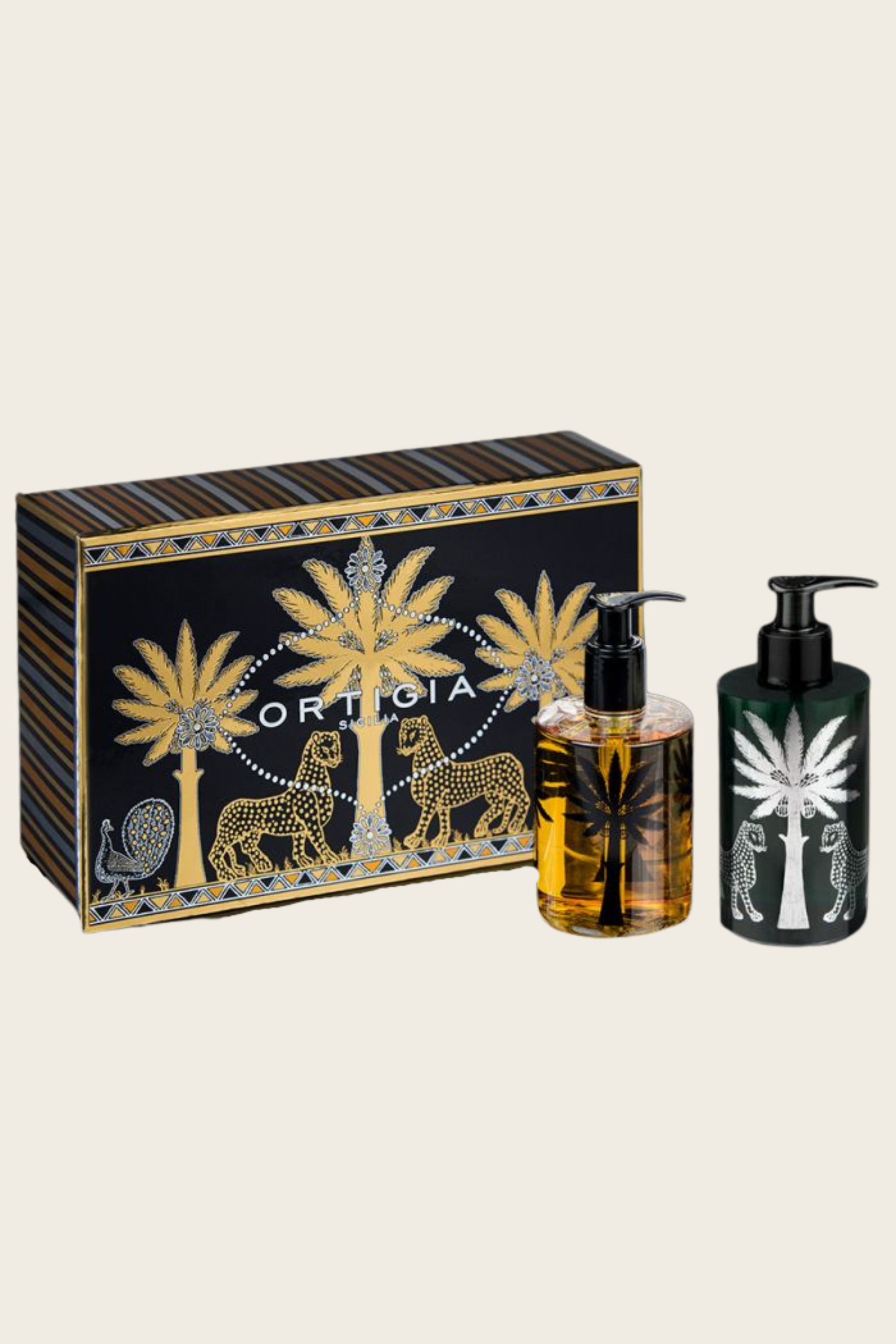 Conjunto de presente de creme corporal e sabonete líquido Ambra Nera - Ortigia Sicilia