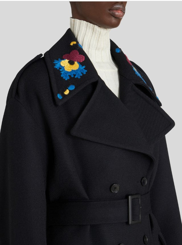 Wool Coat With Embroidery - Etro