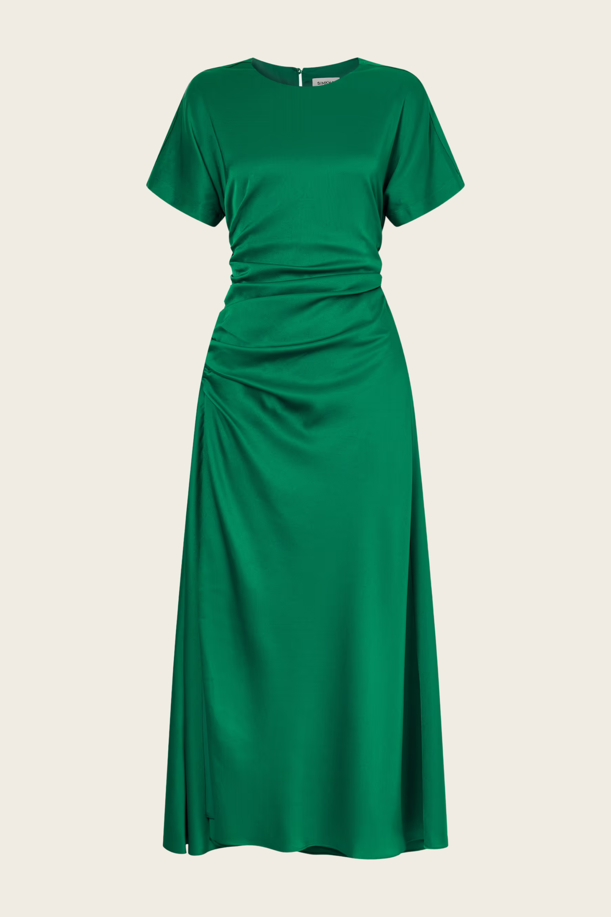 Vestido midi de cetim com folhos Marabella - Simkhai