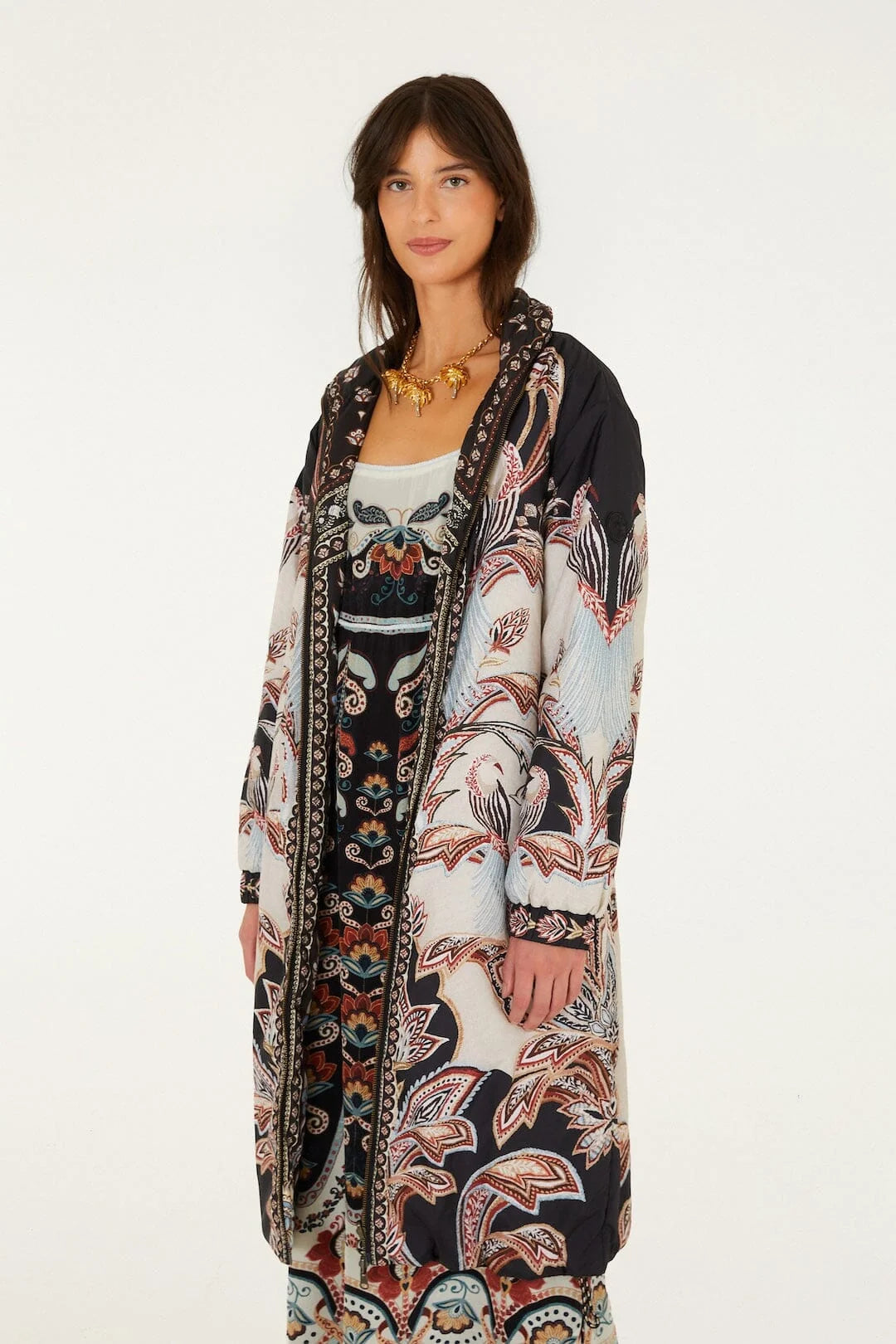 FARM Rio Tapestry Dream Reversible Midi Puffer Jacket, product view
