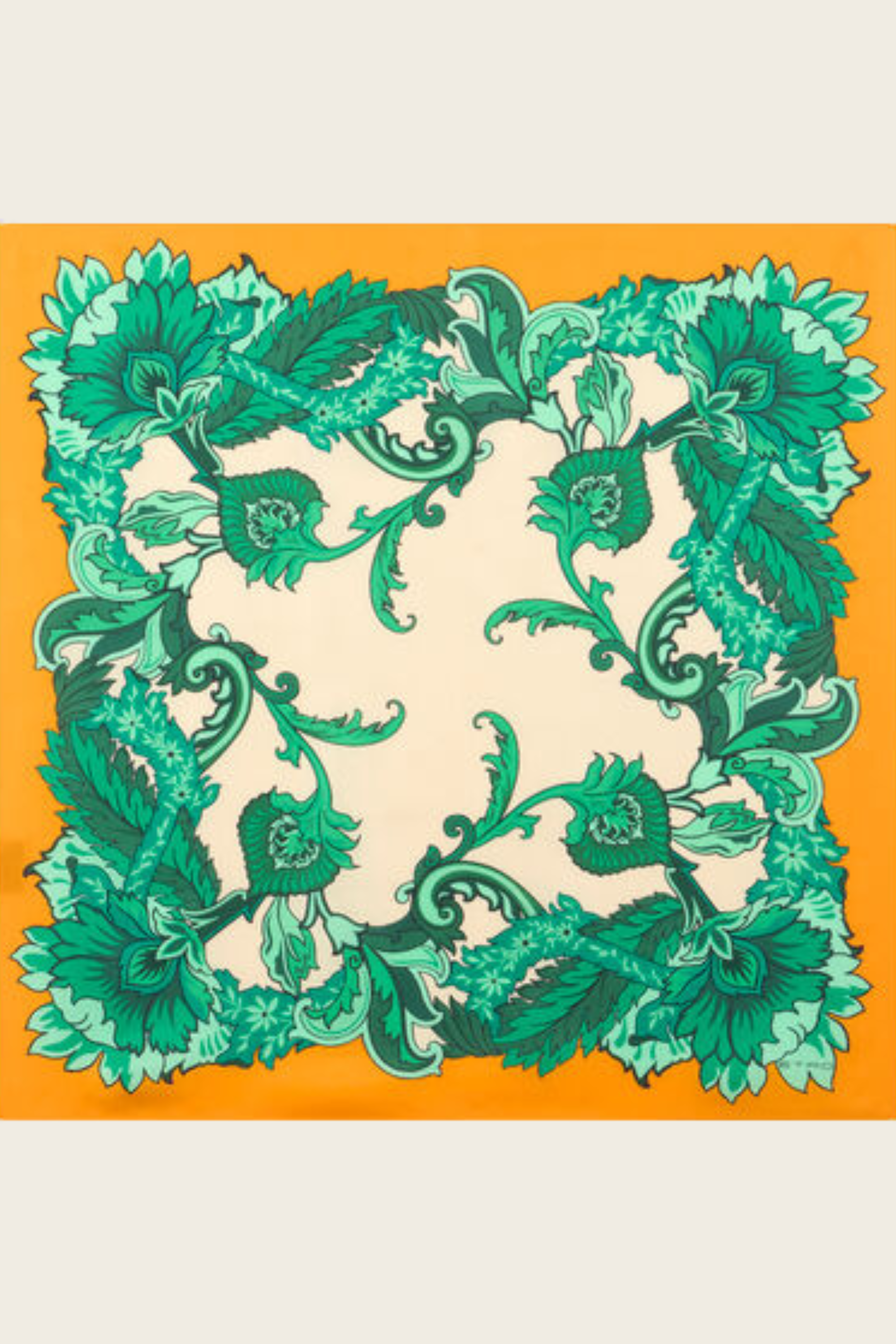 Silk Twill Scarf, Composition: 100% silk, Colour: Multicolour floral print with contrasting border, New Arrivals, SS25, Espace Cannelle