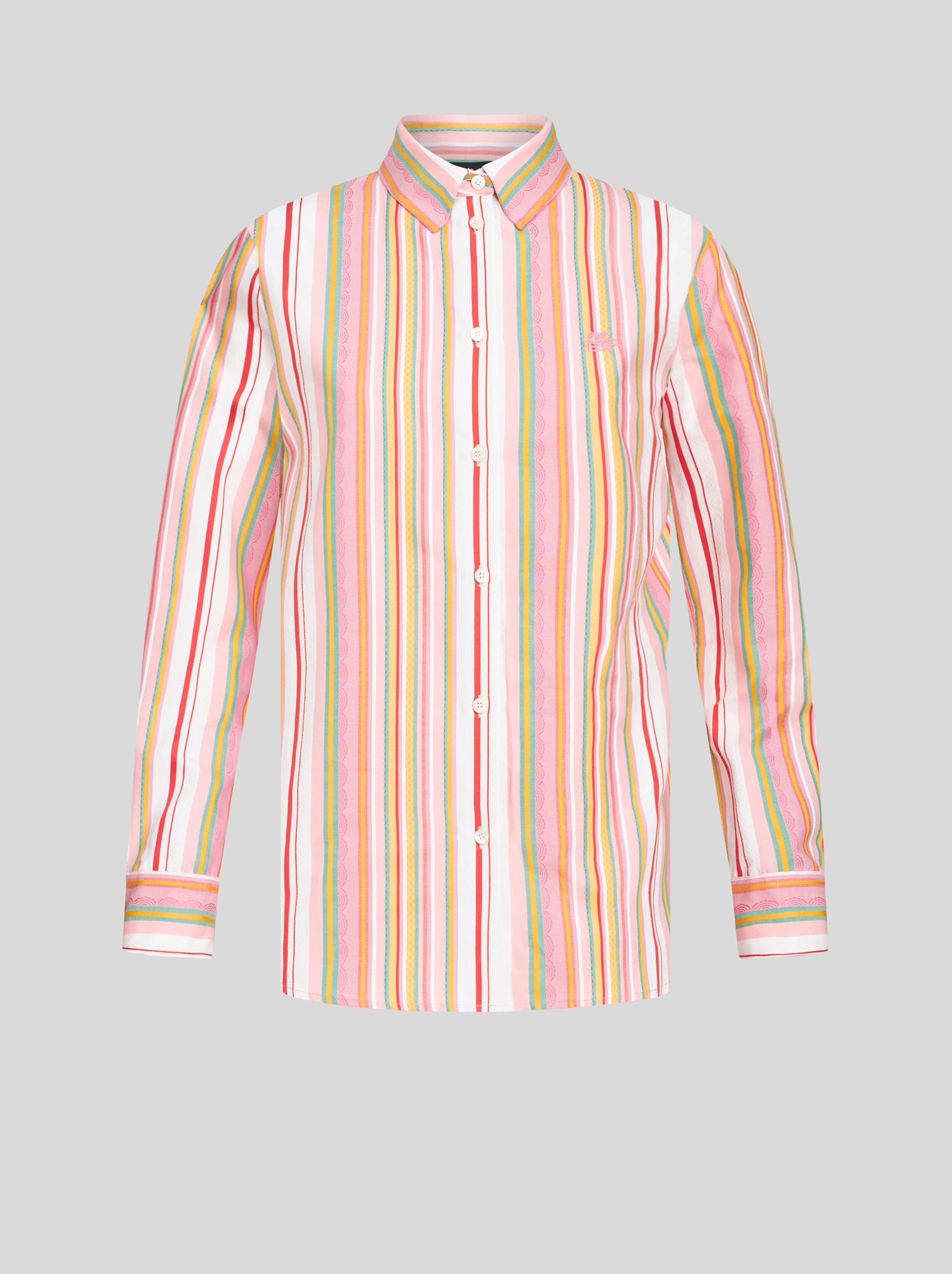Pegaso-embroidered striped cotton shirt- Etro