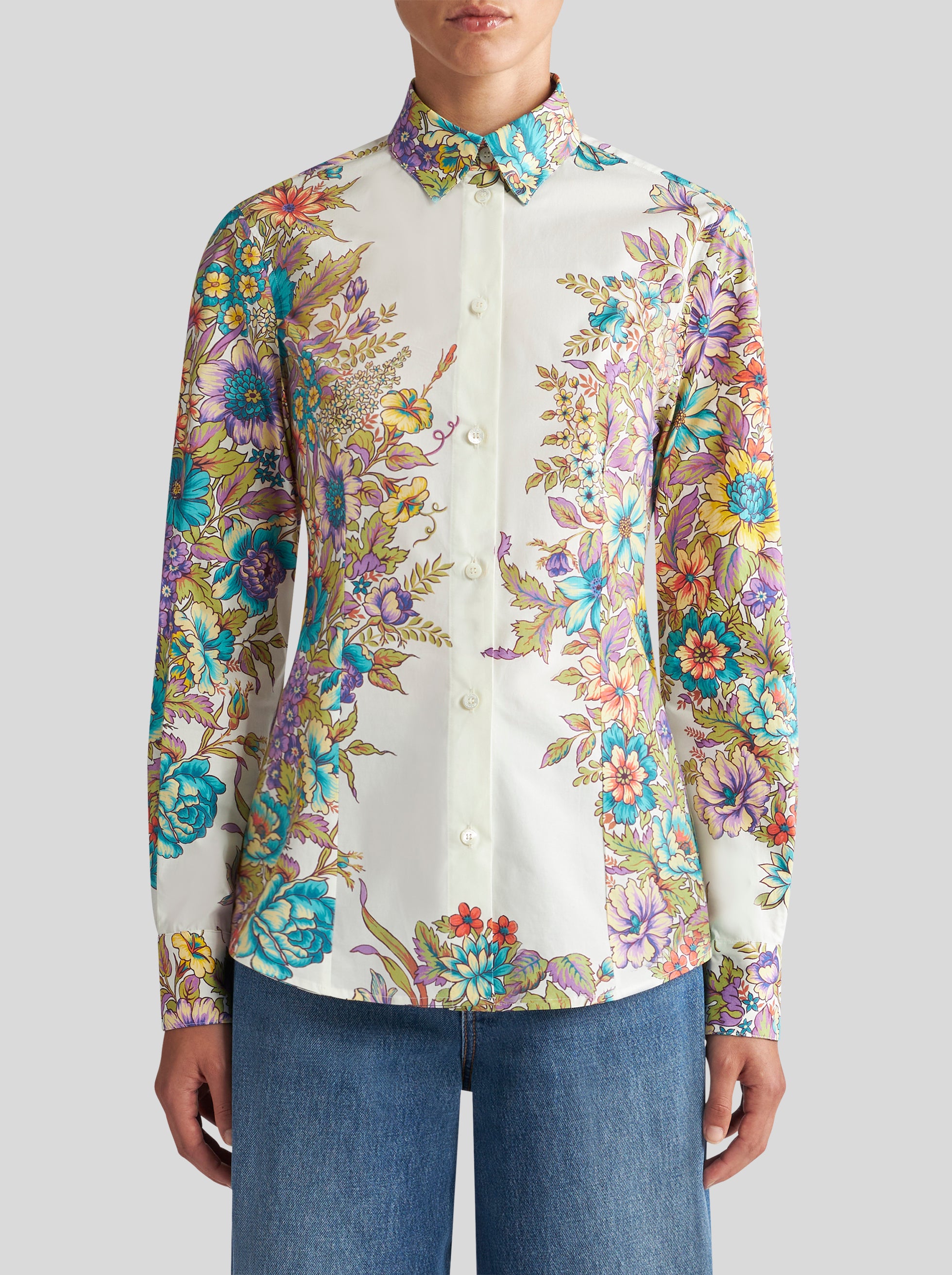 Floral-print stretch-cotton shirt - Etro