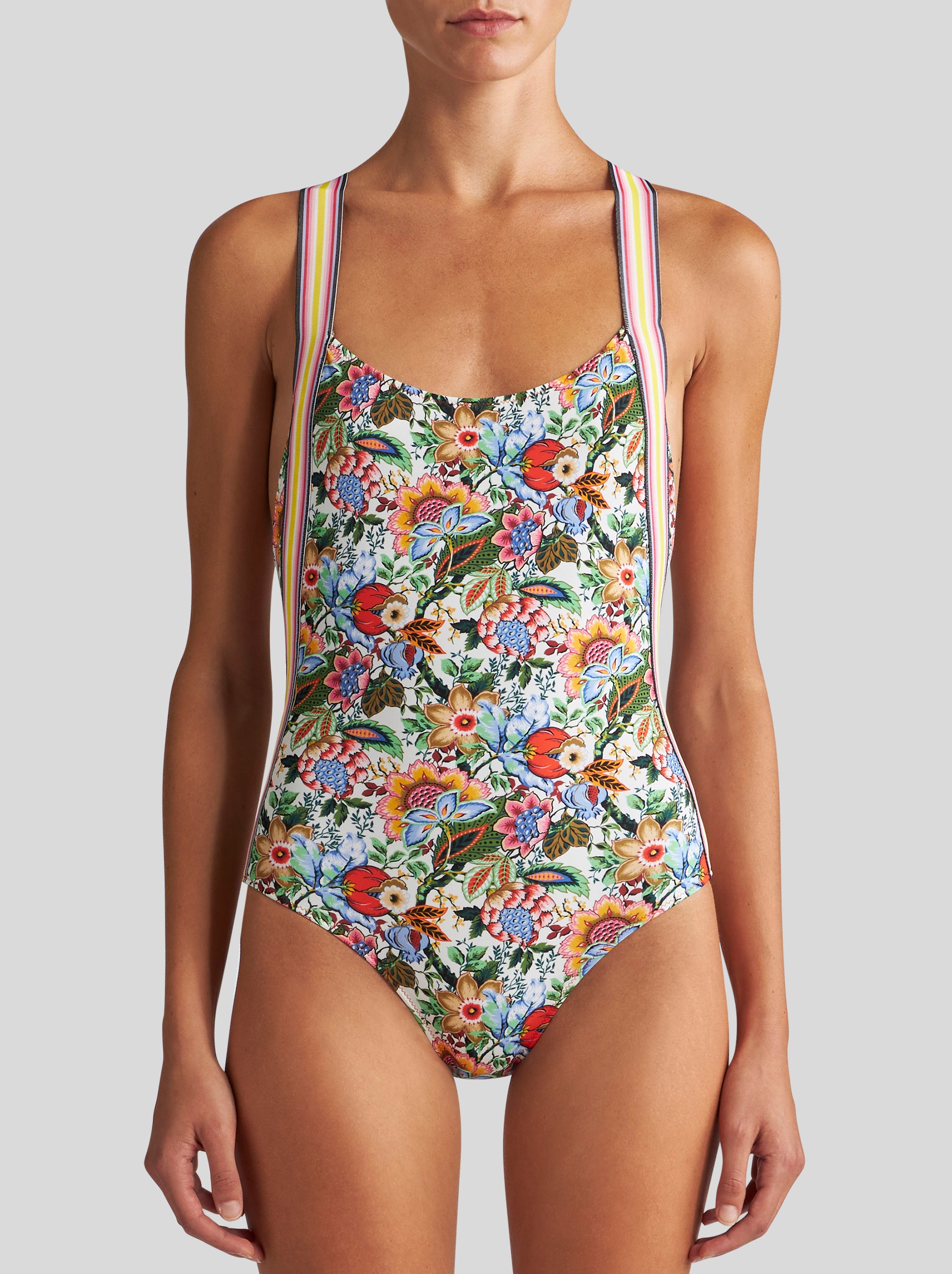 Printed swimsuit with crossing shoulder straps - Etro