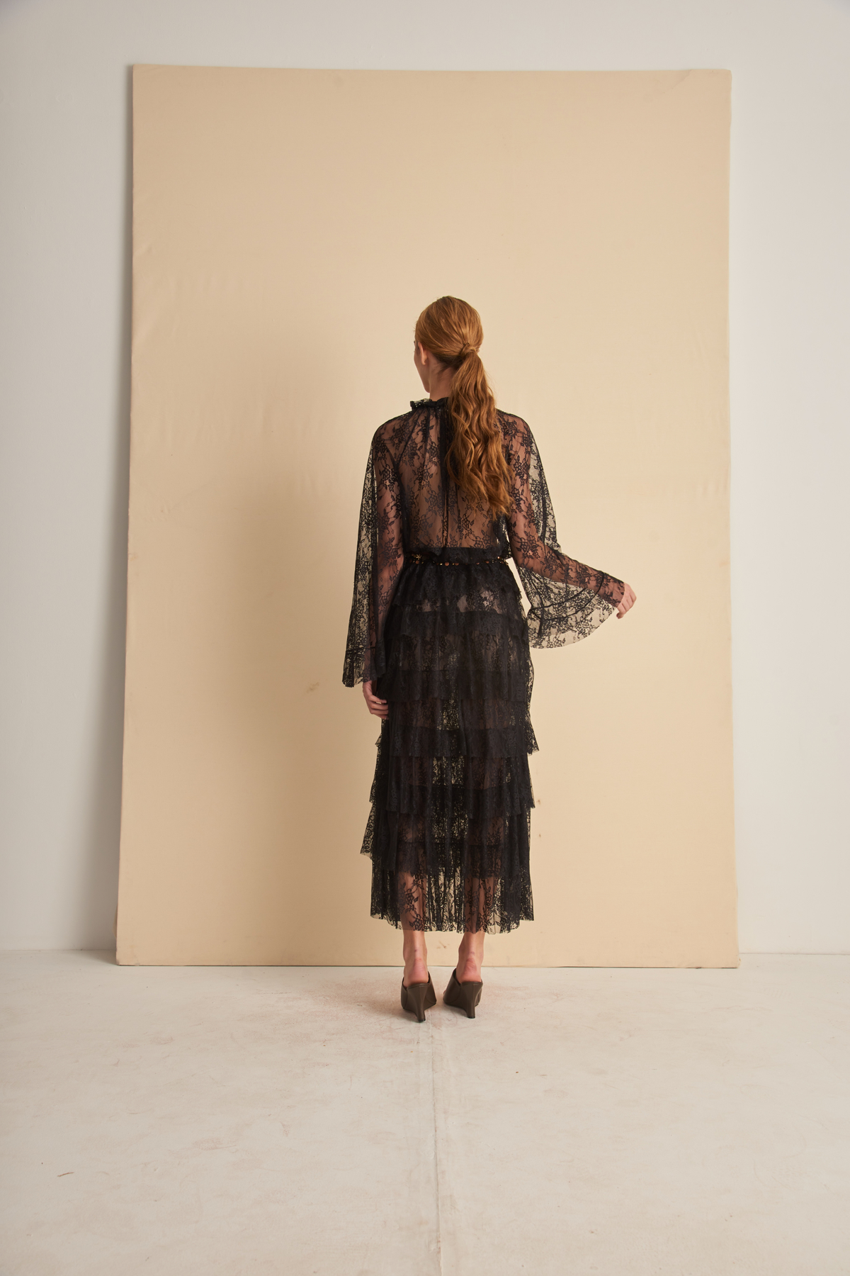 Anastacia blouse with flared sleeves by Cecilia Prado, rear view on a model