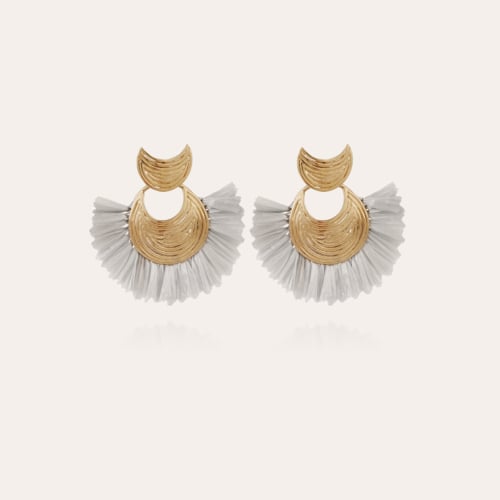 Luna wave raffia earrings mini gold - Gas Bijoux
