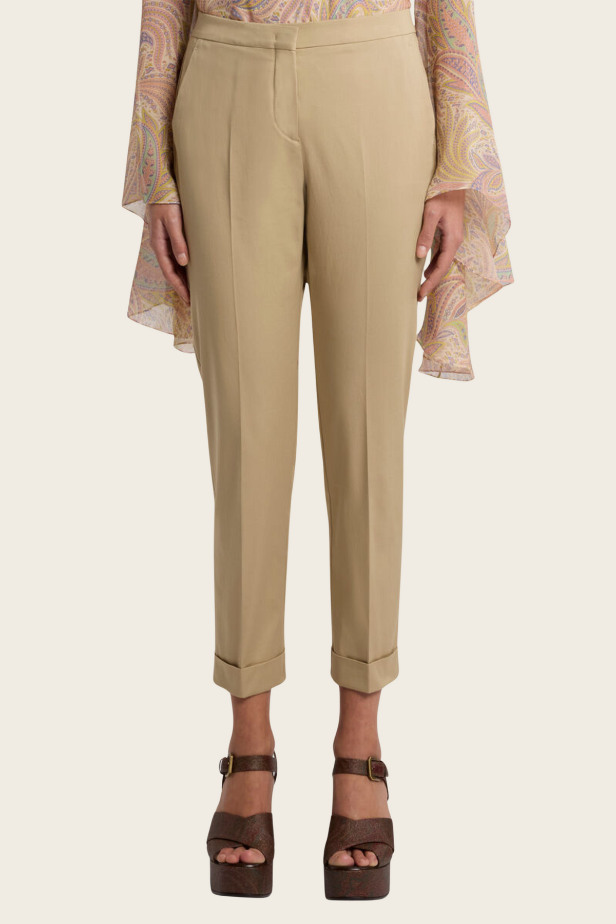 Cropped stretch cotton trousers - Etro