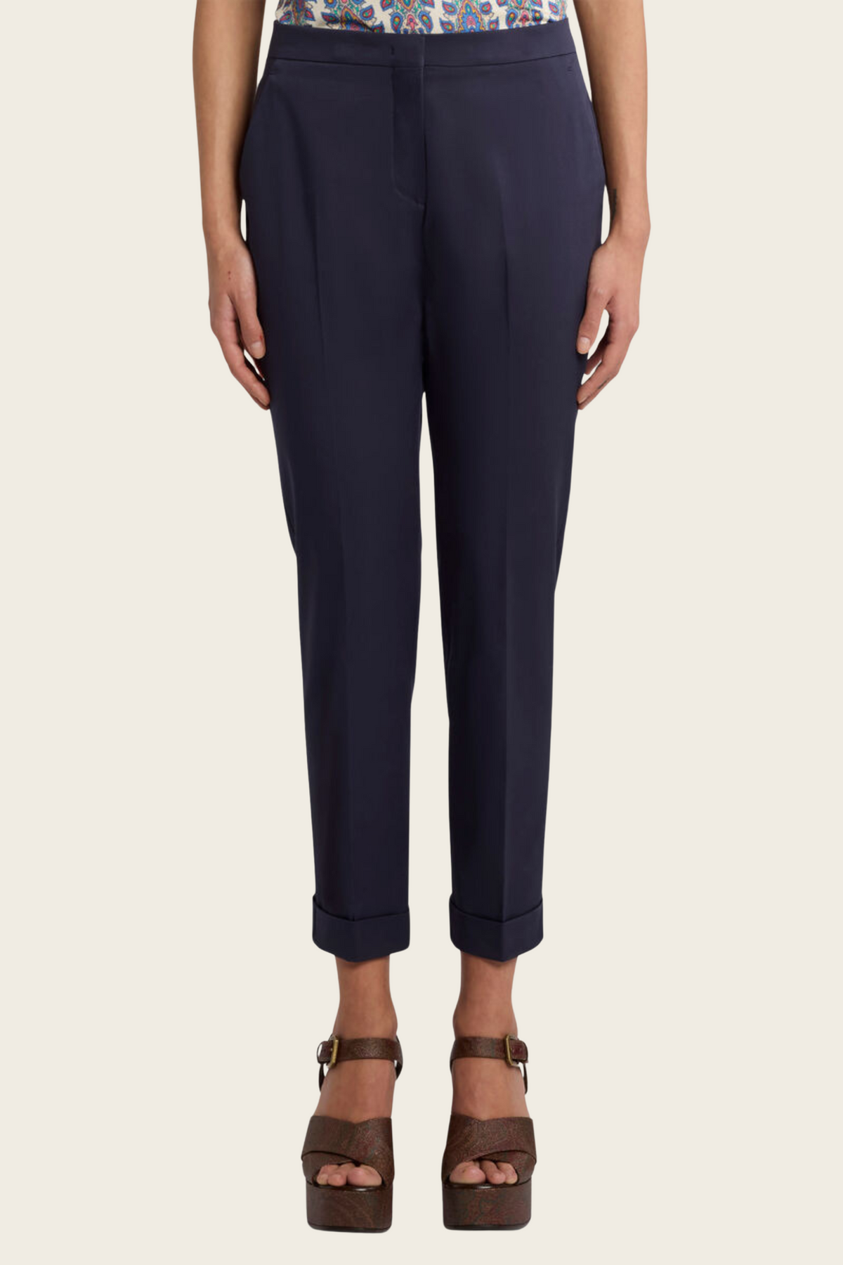 Cropped stretch cotton trousers - Etro