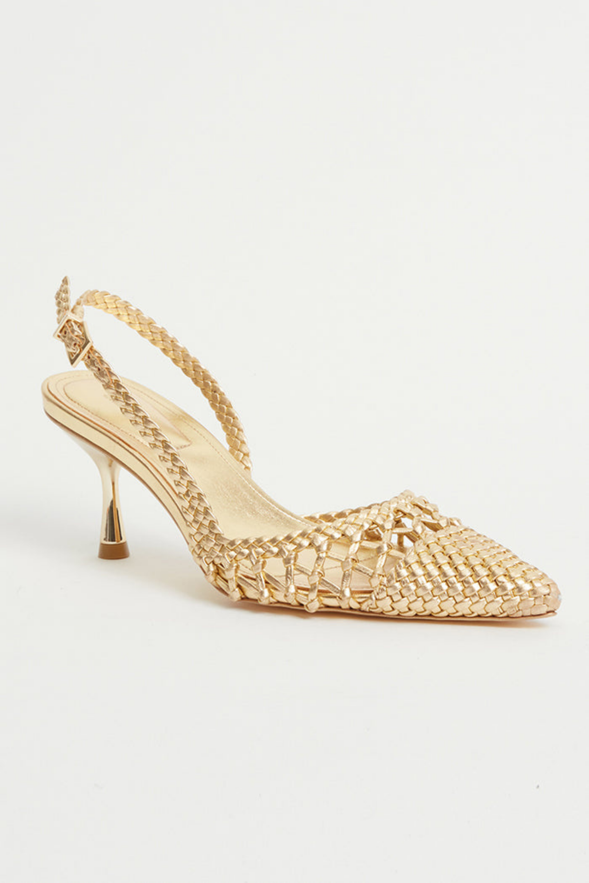 Dylan Woven Slingback, Upper: 100% sheep leather, Colour: Gold, New Arrivals, FW25, Espace Cannelle