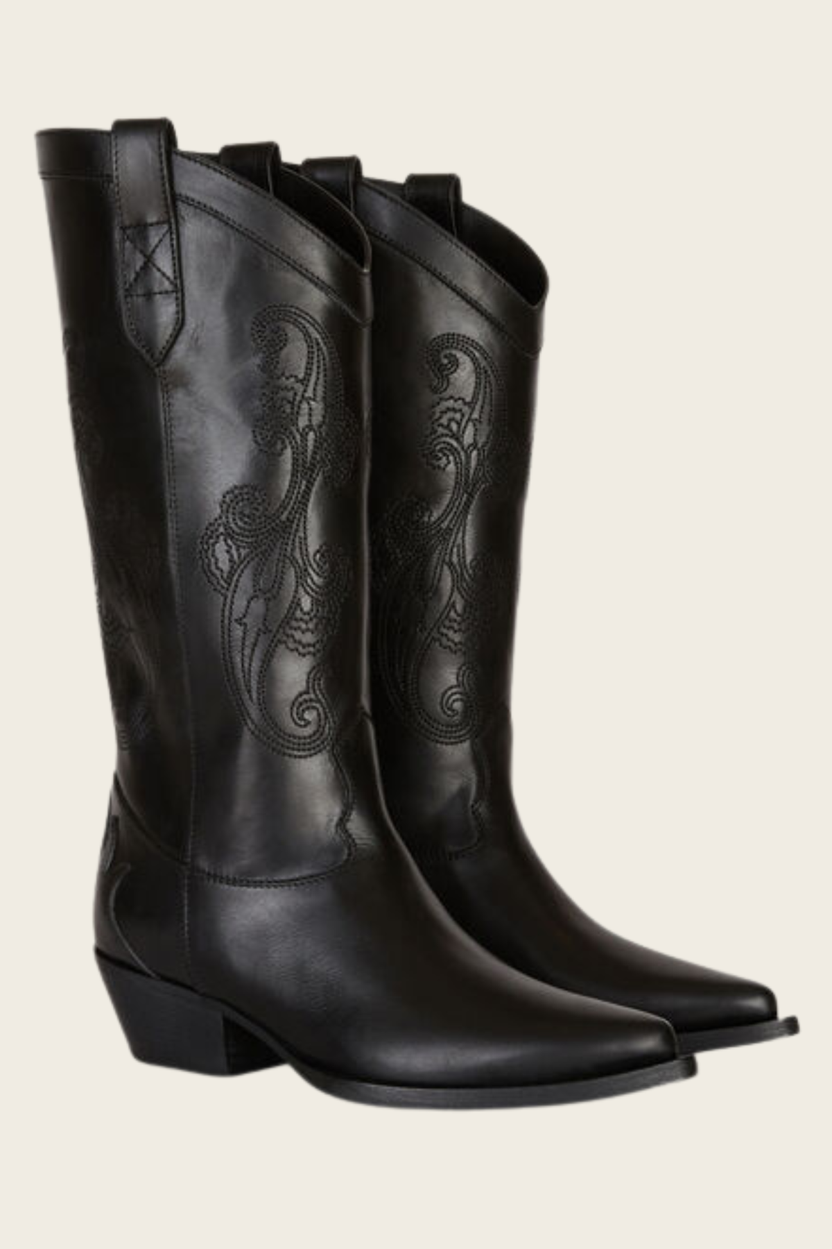 Leather Boots with Paisley Embroideries - ESPACE CANNELLE