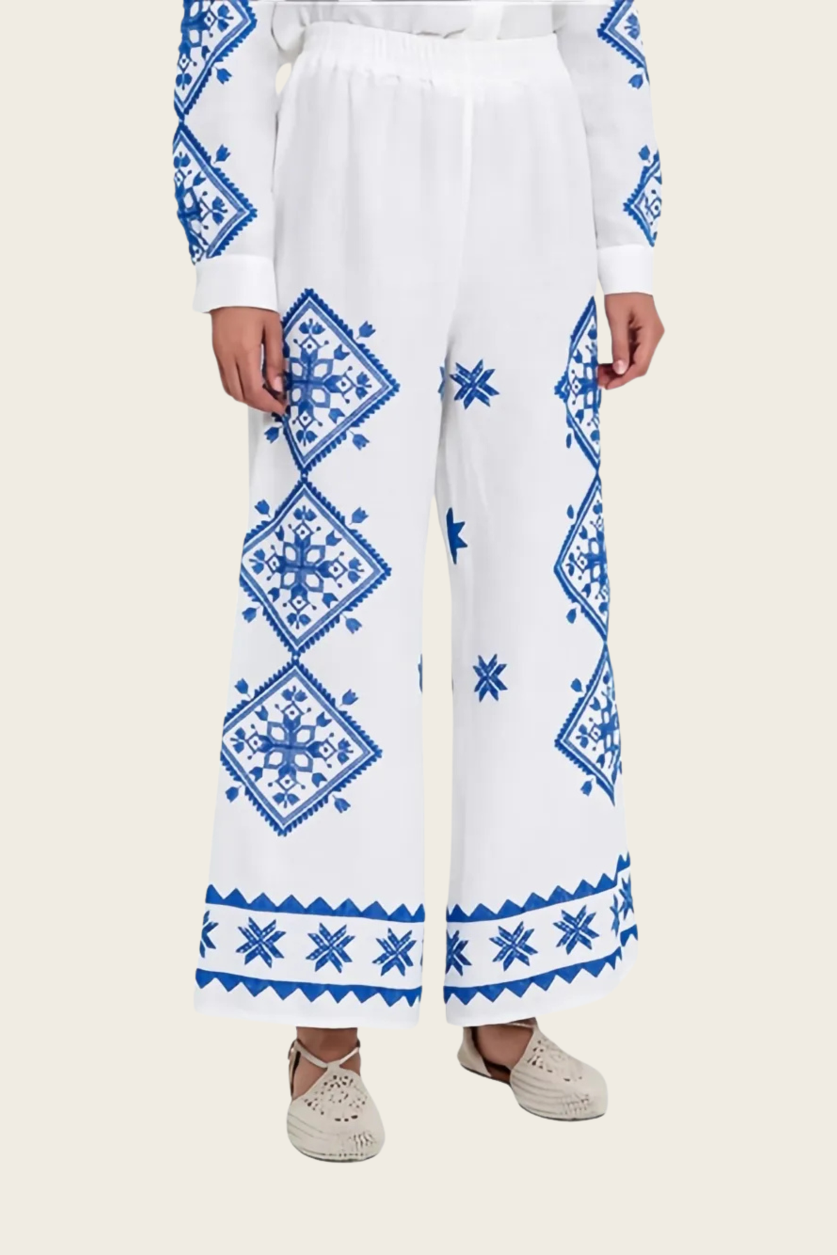 Printed Trousers - Greek Archaic Kori - ESPACE CANNELLE - New Arrivals