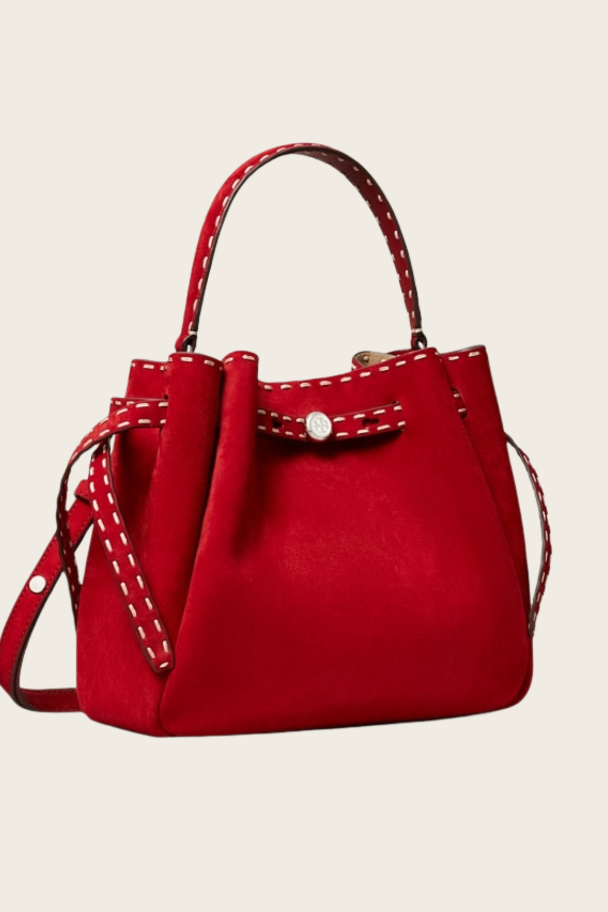 Romy Suede Pick Stitch Bucket Bag - Tory Burch