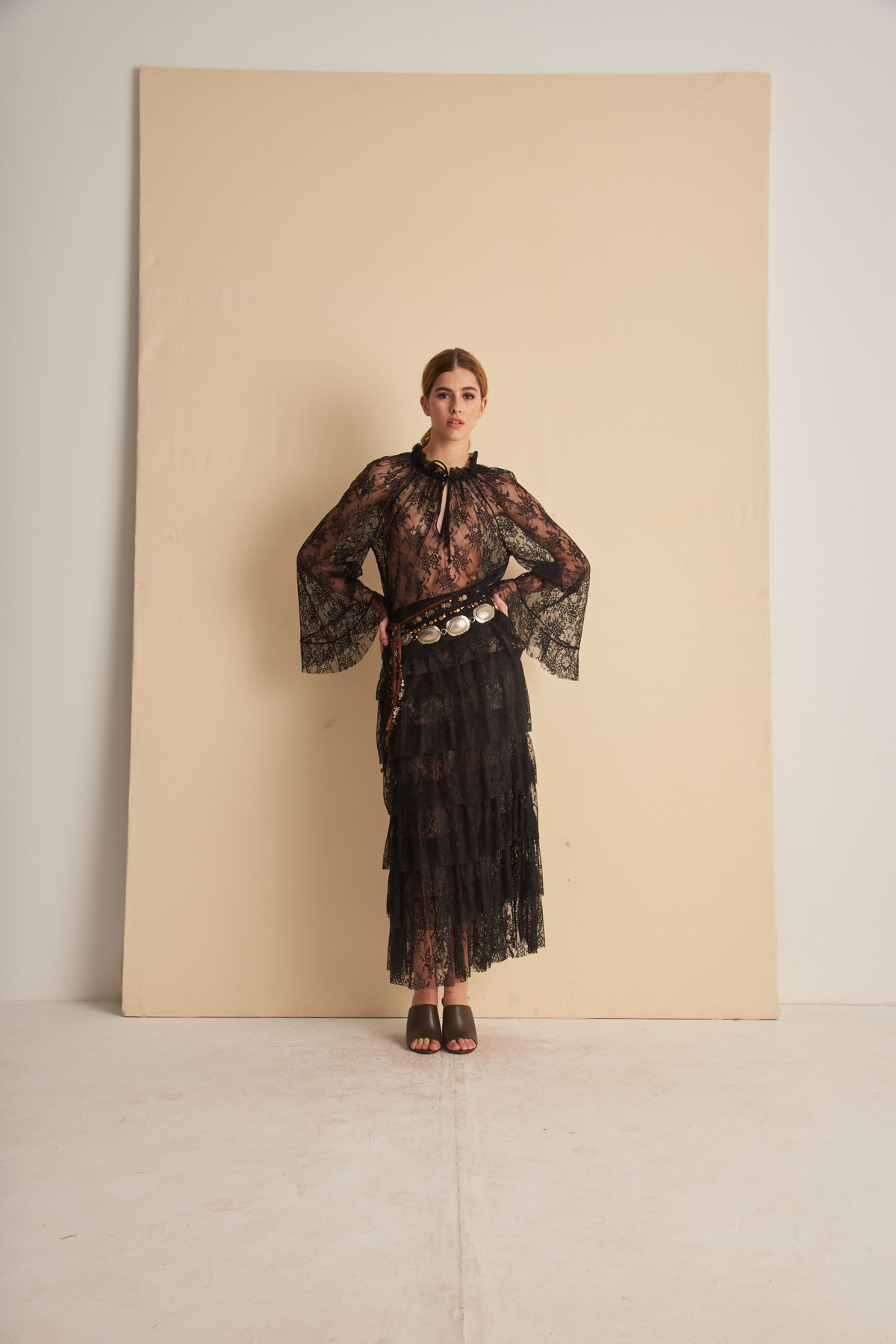 Dani skirt with tiered layers by Cecilia Prado, front view on a model - espace cannelle