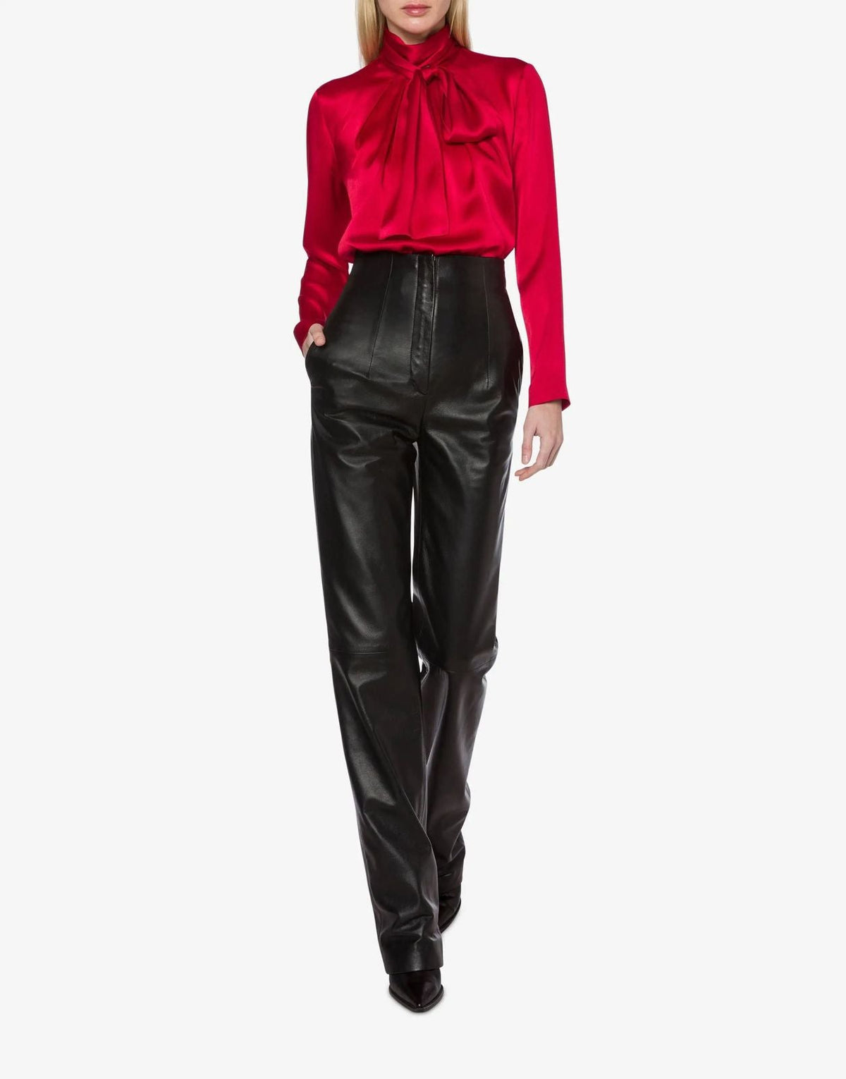 Satin Blouse With Lavallière Collar - Alberta Ferretti