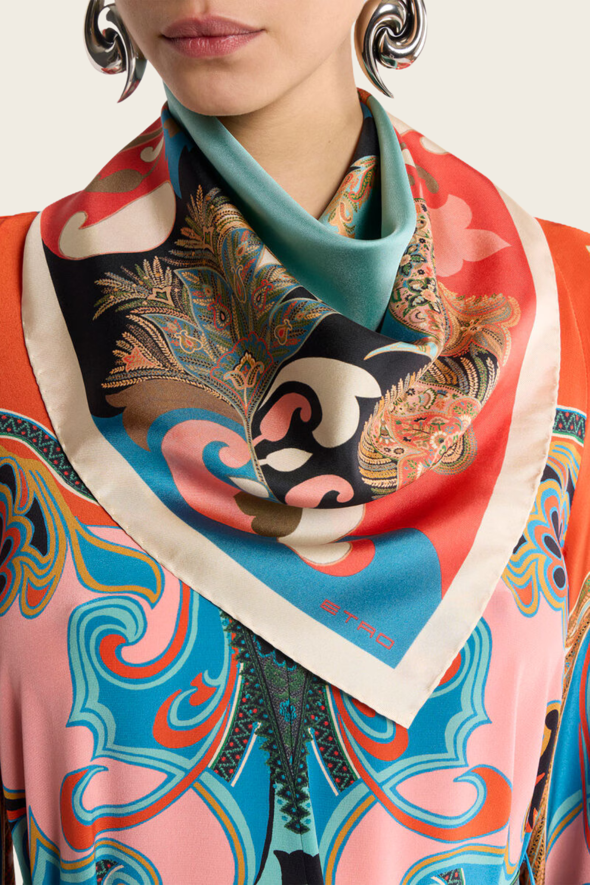 Silk Scarf with Floral Paisley Motif - Etro - ESPACE CANNELLE