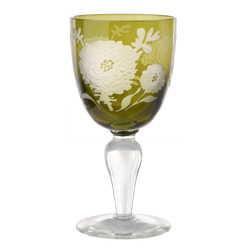 Pols Potten Wine Glass Peony Multicolour - Set of 6 (5154668675207)