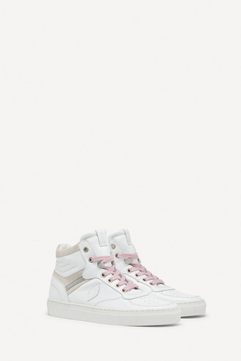 Crush Hight-Top Trainers by Ba&Sh white colour with pink laces variation