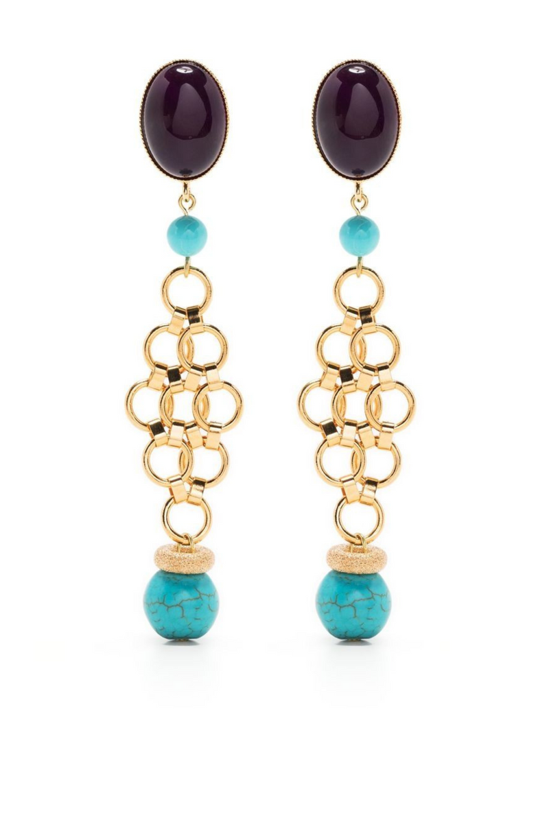 Honeycomb Amethyst Swarovski Drop Earrings by Melissa Kandiyoti
