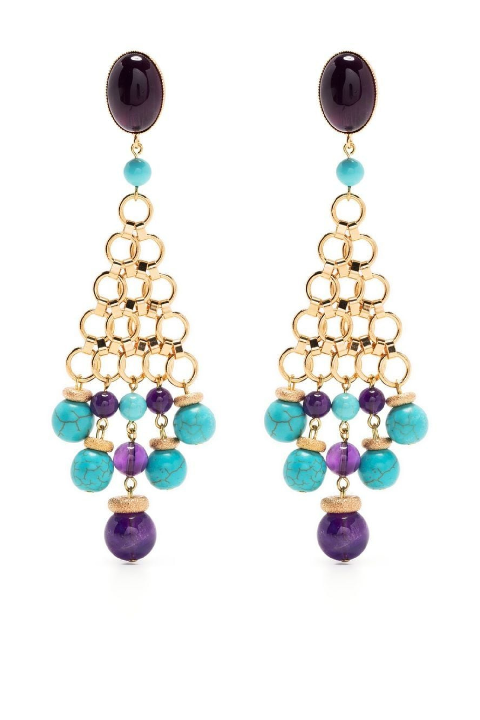 Honeycomb Amethyst Swarovski Drop Earrings - Melissa Kandiyoti