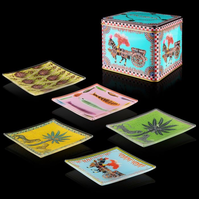 Tin Carretto 5 Glass Plates - Ortigia Sicilia