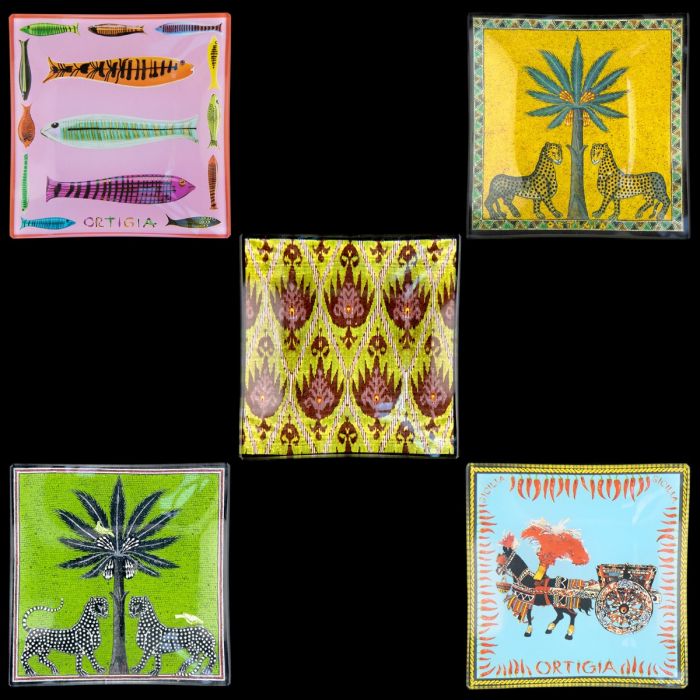 Tin Carretto 5 Glass Plates - Ortigia Sicilia