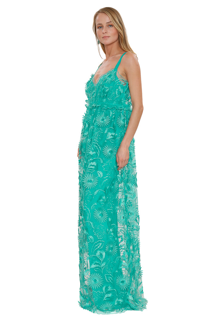 Embroidered Tulle & Lace Long Dress - Alberta Ferretti